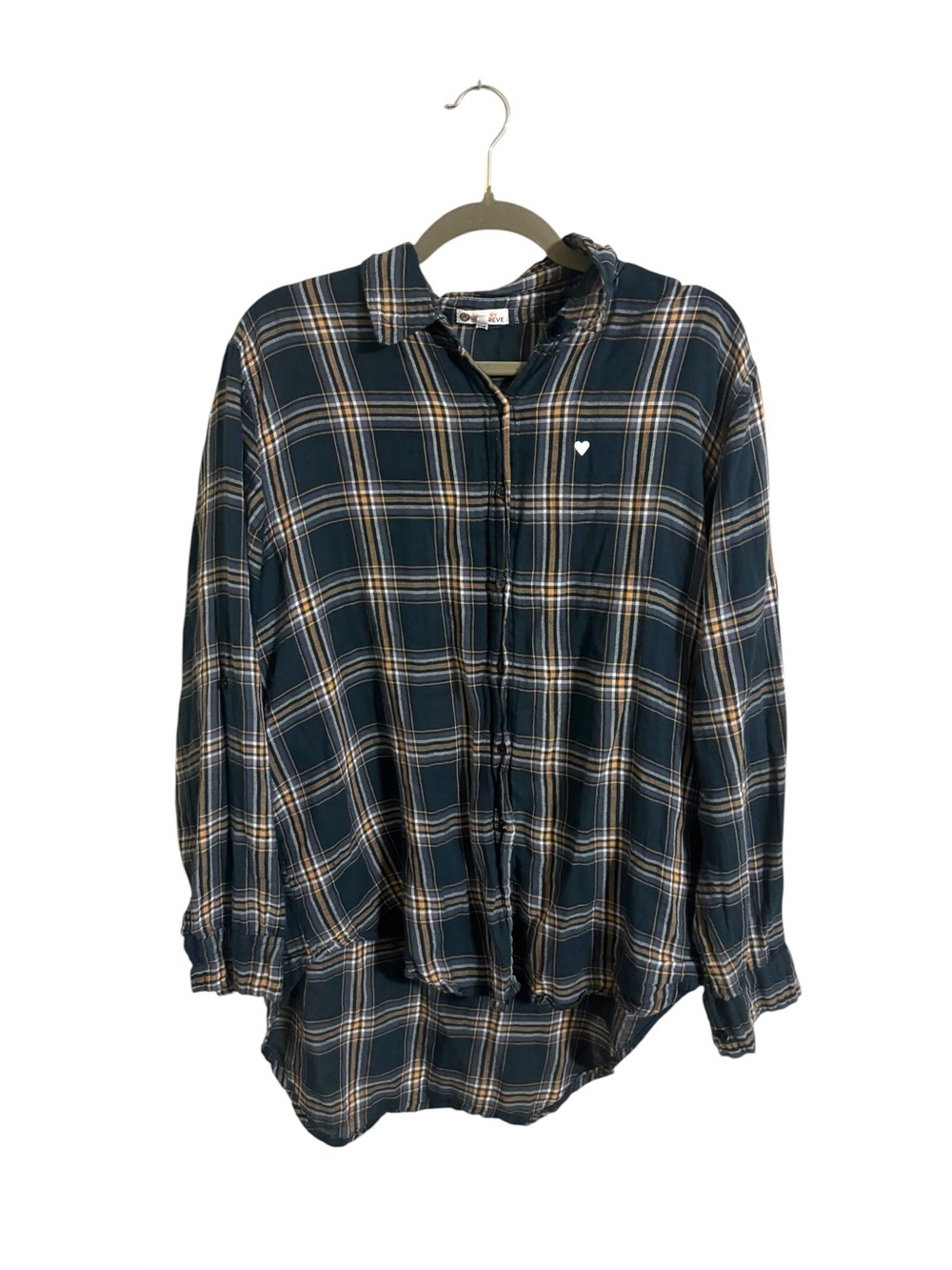 Sundry for Evereve Turquoise Plaid Lightweight Button Up Shirt Size 2